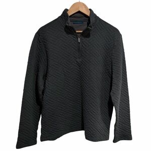 Perry Ellis Men's Grey Quilted Quarter-Zip Sweater Cotton Blend XL